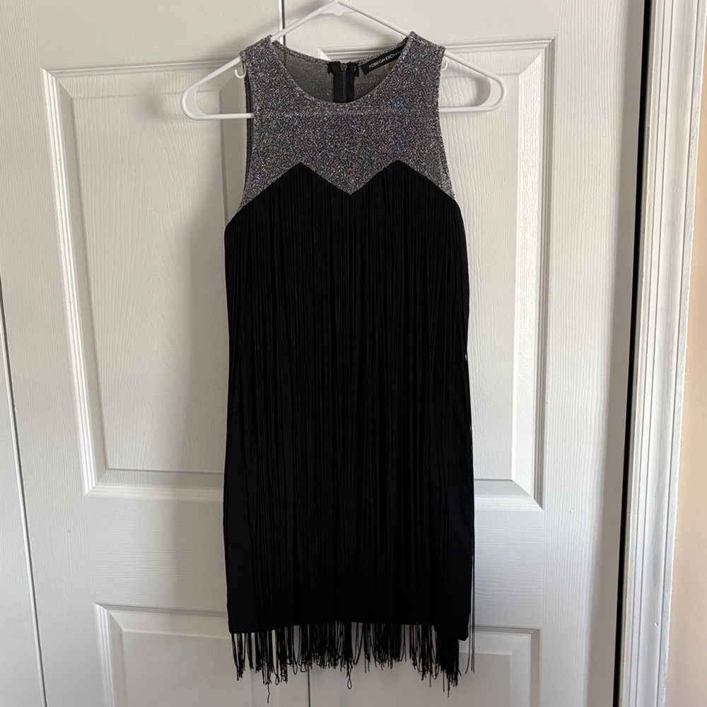 Foreign Exchange Silver and Black Fringe Dress